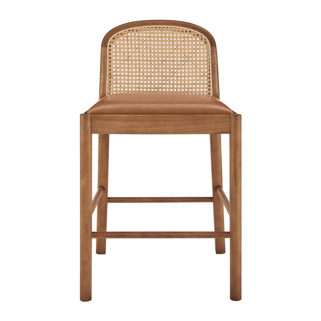 Donna Faux Leather Rattan Counter Stool - Borneo Chocolate - view 4