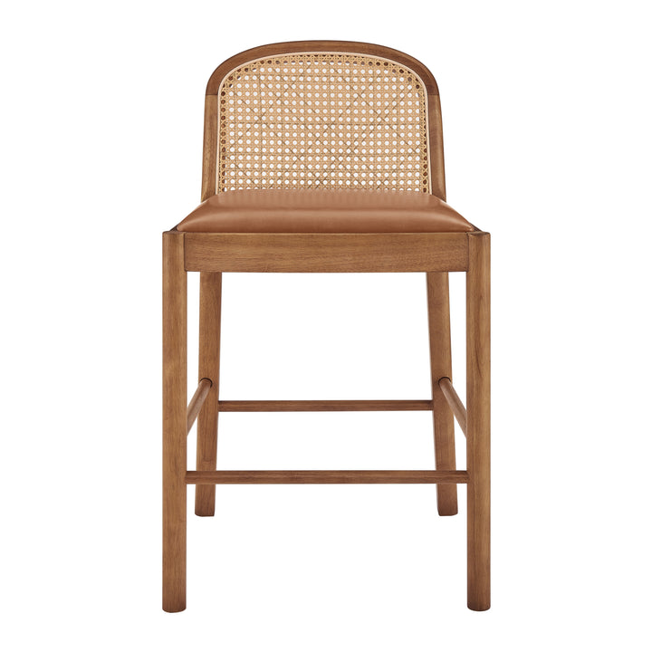 Donna Faux Leather Rattan Counter Stool - Borneo Chocolate - view 4