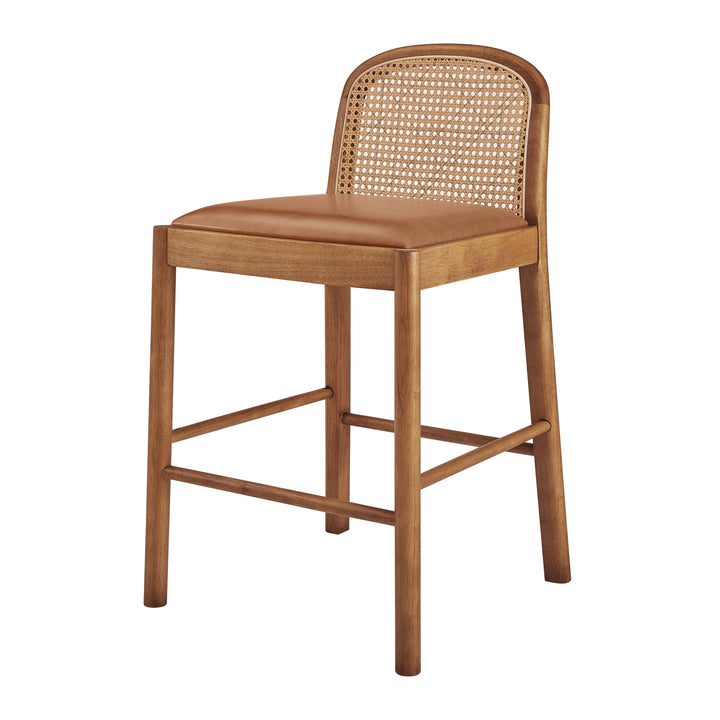 Donna Faux Leather Rattan Counter Stool - Borneo Chocolate