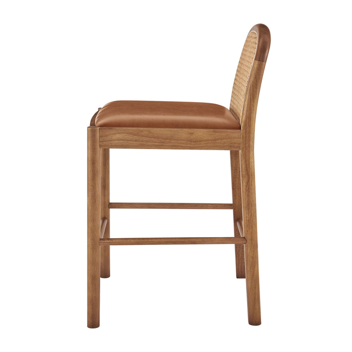 Donna Faux Leather Rattan Counter Stool - Borneo Chocolate - view 5