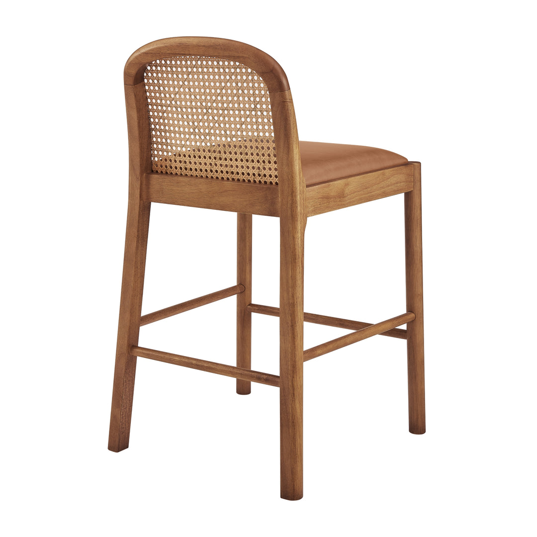Donna Faux Leather Rattan Counter Stool - Borneo Chocolate - view 7