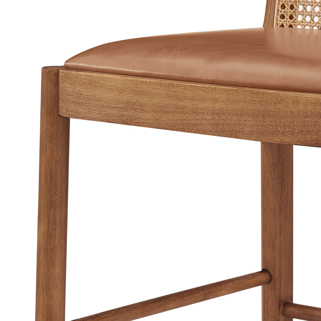 Donna Faux Leather Rattan Counter Stool - Borneo Chocolate - view 9