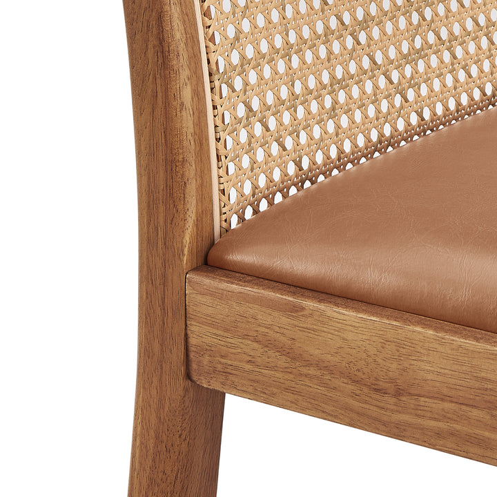 Donna Faux Leather Rattan Counter Stool - Borneo Chocolate - view 10