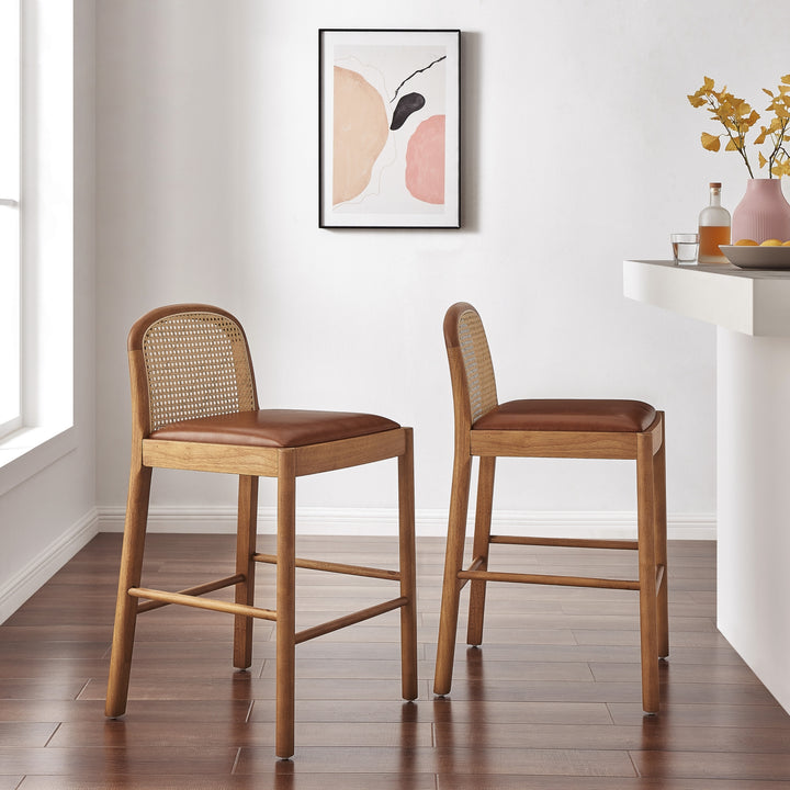 Donna Faux Leather Rattan Counter Stool - Borneo Chocolate - view 3