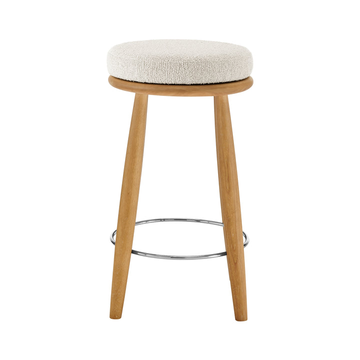 Deandre Boucle Backless Swivel Counter Stool - Palladian Beige - view 3