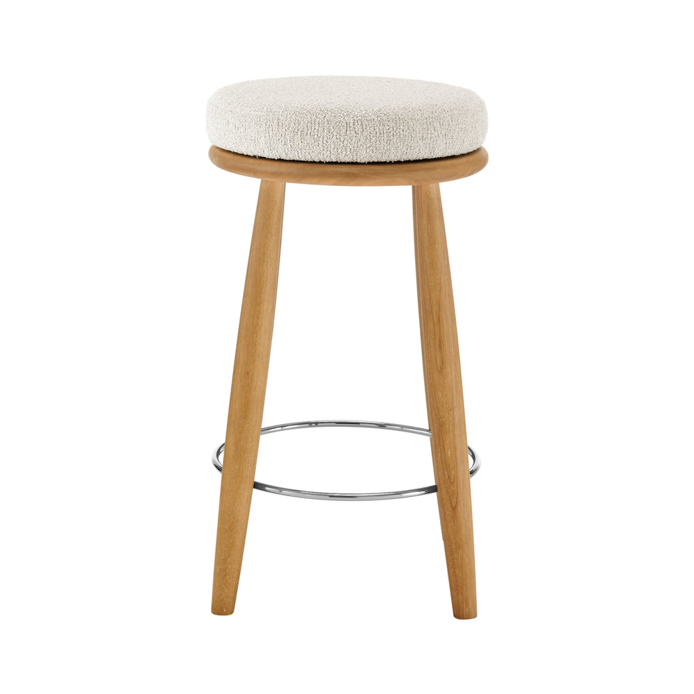 Deandre Boucle Backless Swivel Counter Stool - Palladian Beige - view 3