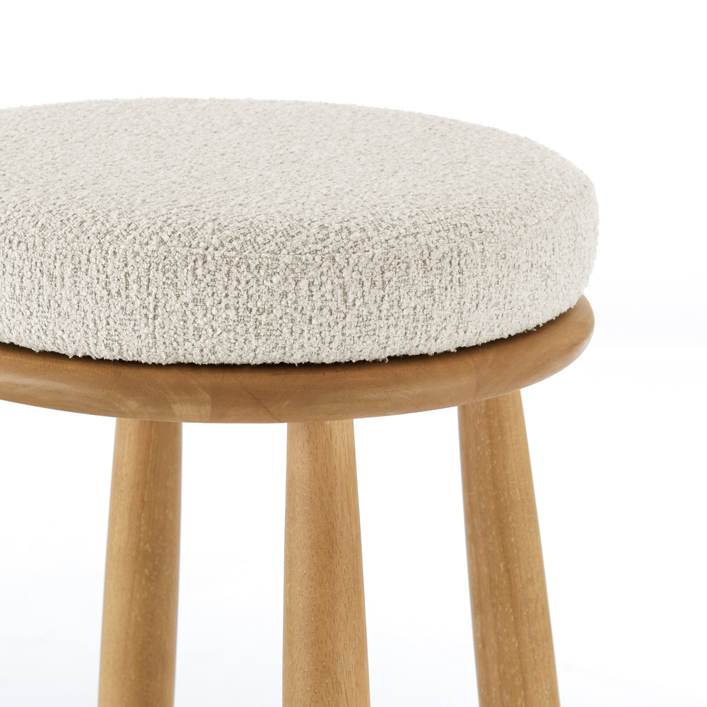 Deandre Boucle Backless Swivel Counter Stool - Palladian Beige - view 5