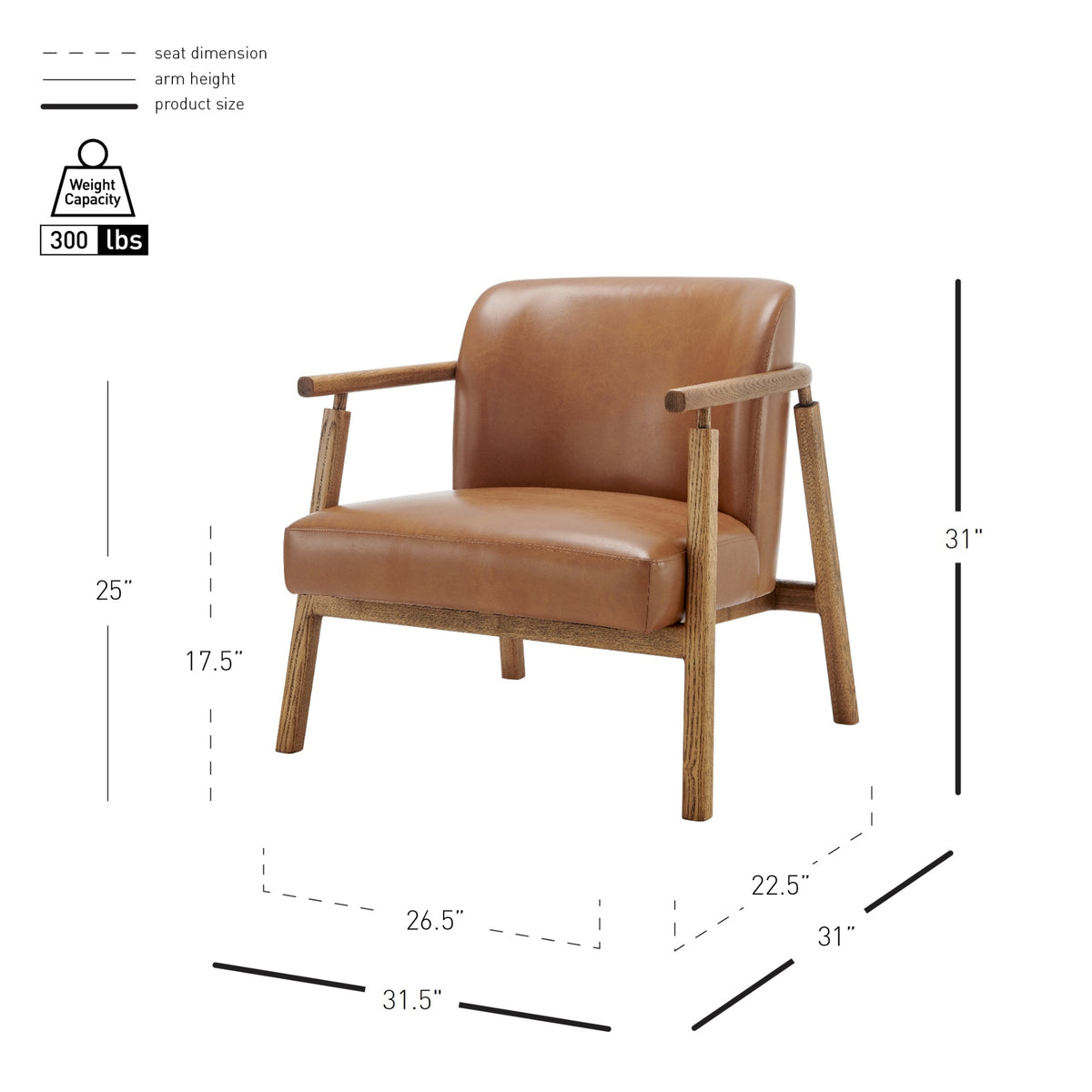 Reiner Faux Leather Accent Arm Chair - Borneo Chocolate - view 2