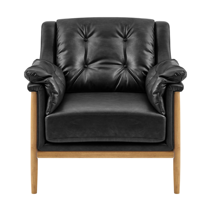 Larry Faux Leather Tufted Accent Arm Chair - Casa Black - view 3