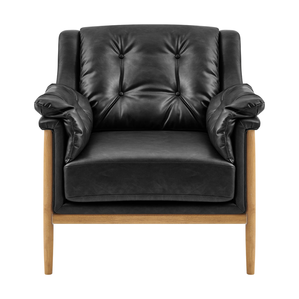 Larry Faux Leather Tufted Accent Arm Chair - Casa Black - view 3