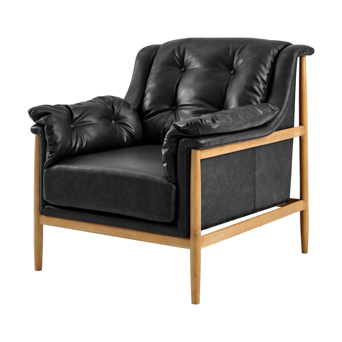 Larry Faux Leather Tufted Accent Arm Chair - Casa Black