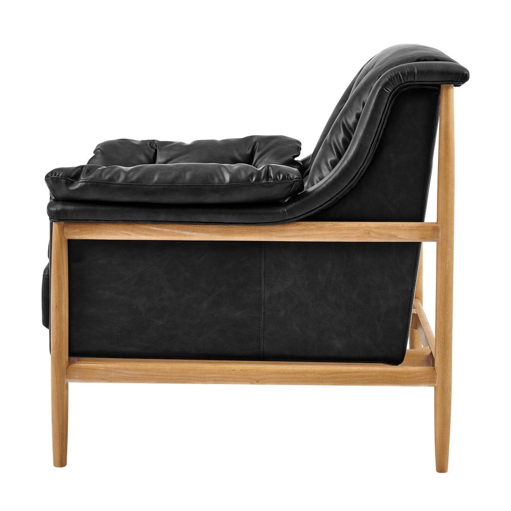 Larry Faux Leather Tufted Accent Arm Chair - Casa Black - view 4