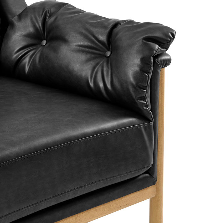 Larry Faux Leather Tufted Accent Arm Chair - Casa Black - view 9