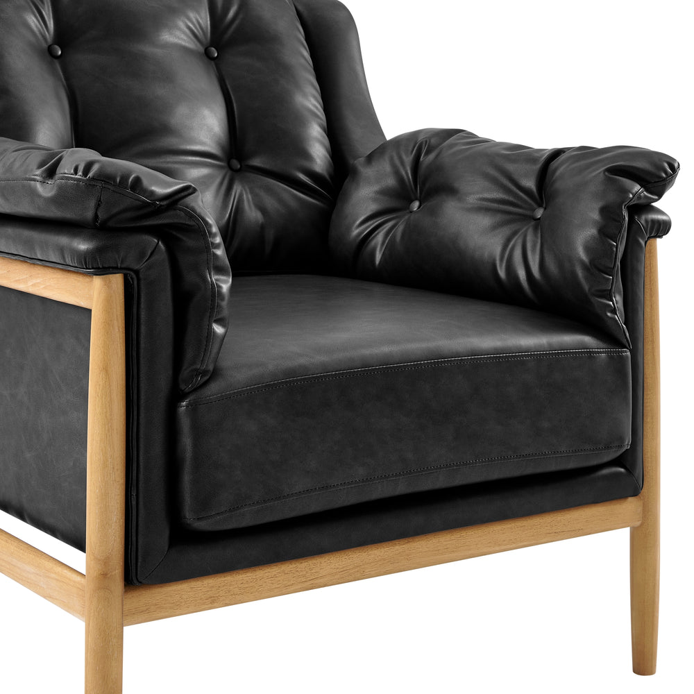 Larry Faux Leather Tufted Accent Arm Chair - Casa Black - view 8