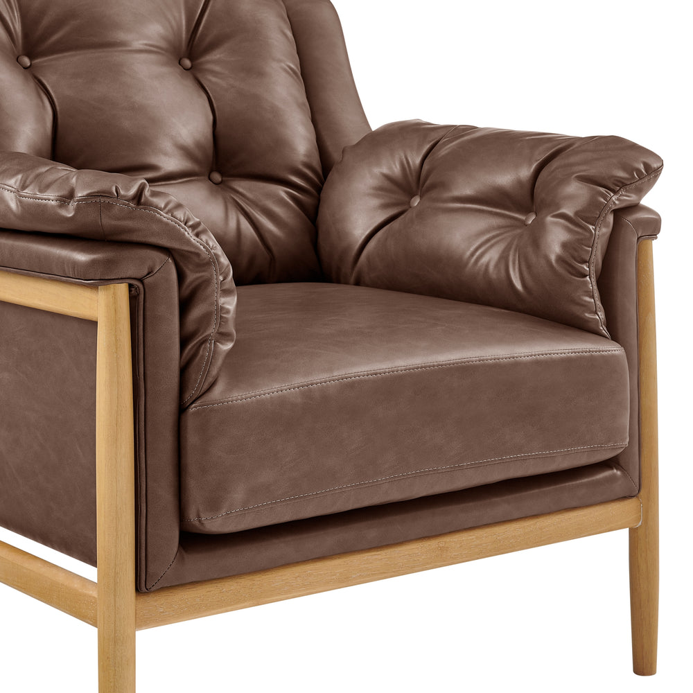 Larry Faux Leather Tufted Accent Arm Chair - Casa Brown - view 8