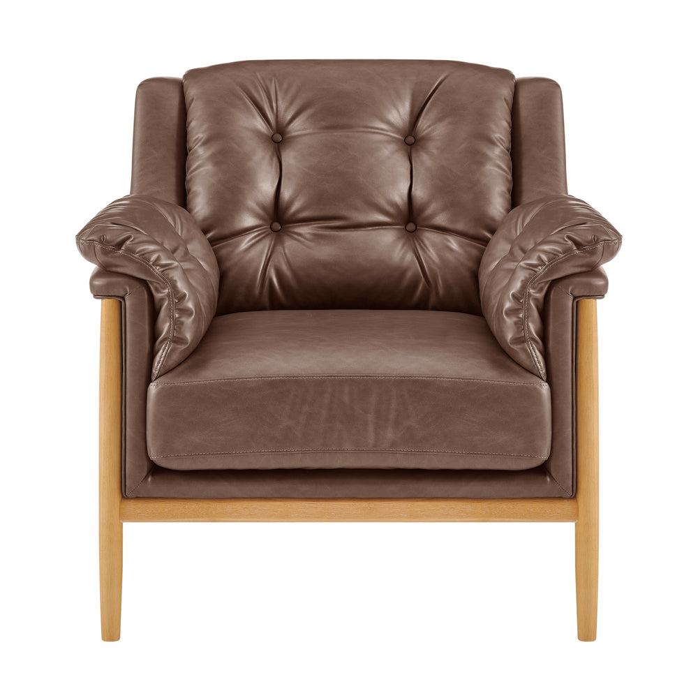 Larry Faux Leather Tufted Accent Arm Chair - Casa Brown - view 3