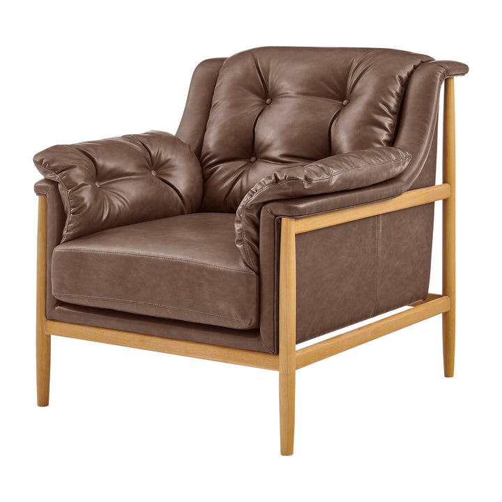 Larry Faux Leather Tufted Accent Arm Chair - Casa Brown