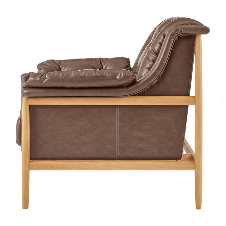 Larry Faux Leather Tufted Accent Arm Chair - Casa Brown - view 4
