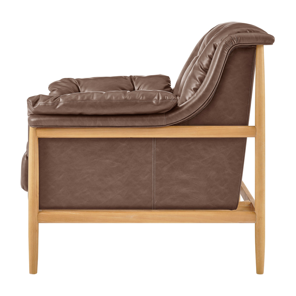 Larry Faux Leather Tufted Accent Arm Chair - Casa Brown - view 4