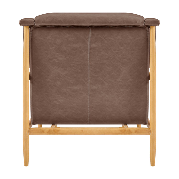 Larry Faux Leather Tufted Accent Arm Chair - Casa Brown - view 5