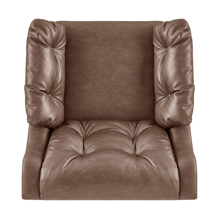 Larry Faux Leather Tufted Accent Arm Chair - Casa Brown - view 7