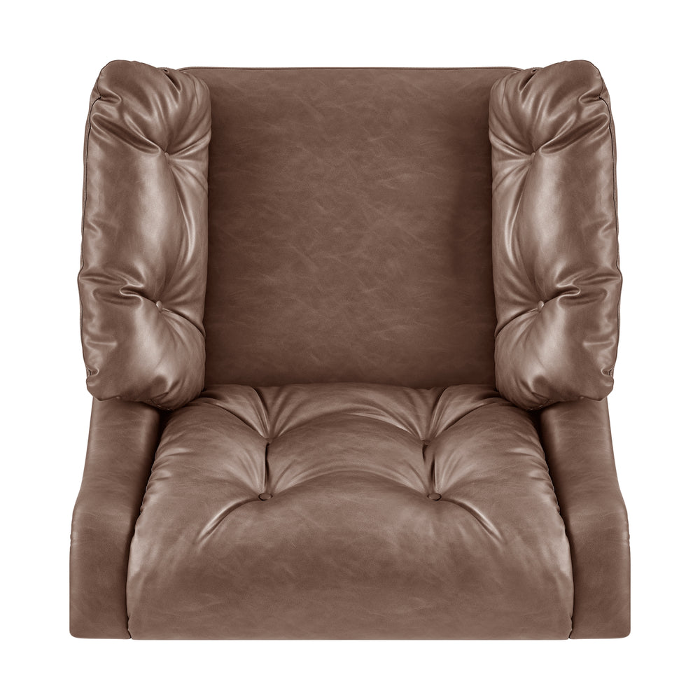 Larry Faux Leather Tufted Accent Arm Chair - Casa Brown - view 7