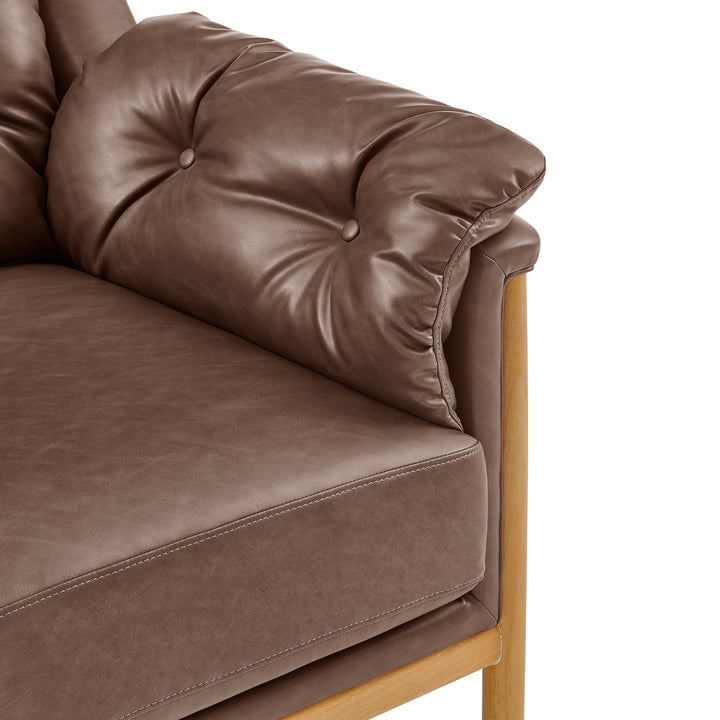 Larry Faux Leather Tufted Accent Arm Chair - Casa Brown - view 9