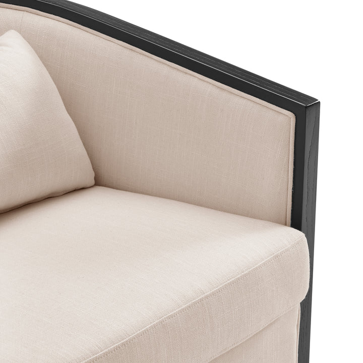 Marilyn Linen Swivel Accent Arm Chair with Rattan Black Frame - Shortbread/Natural - view 8