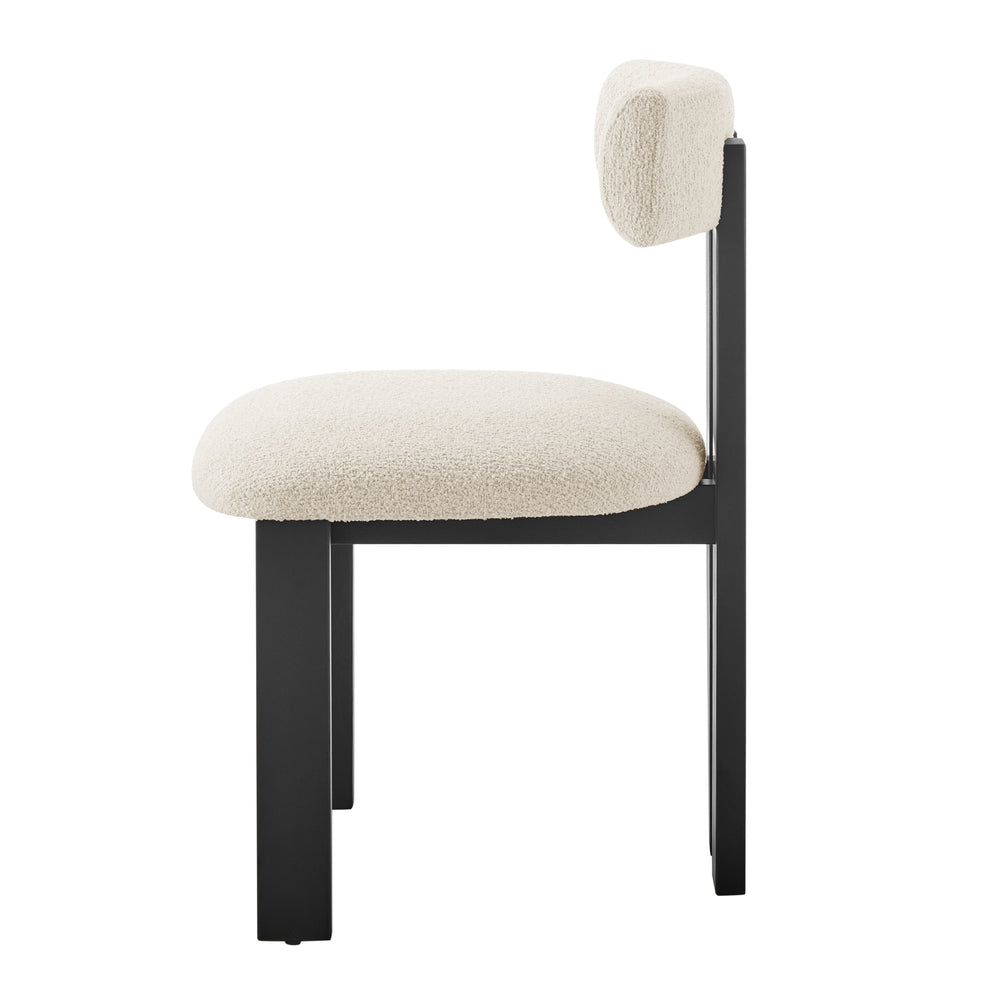 Hailey Boucle Dining Side Chair Black Frame - Palladian Beige - view 5