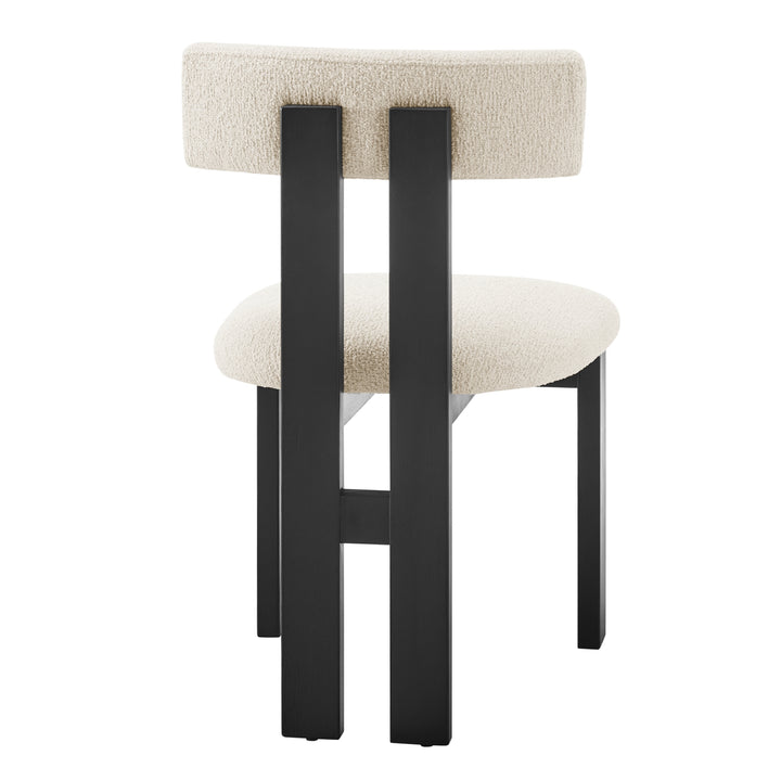 Hailey Boucle Dining Side Chair Black Frame - Palladian Beige - view 7