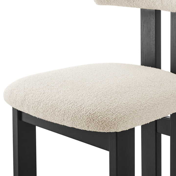 Hailey Boucle Dining Side Chair Black Frame - Palladian Beige - view 10