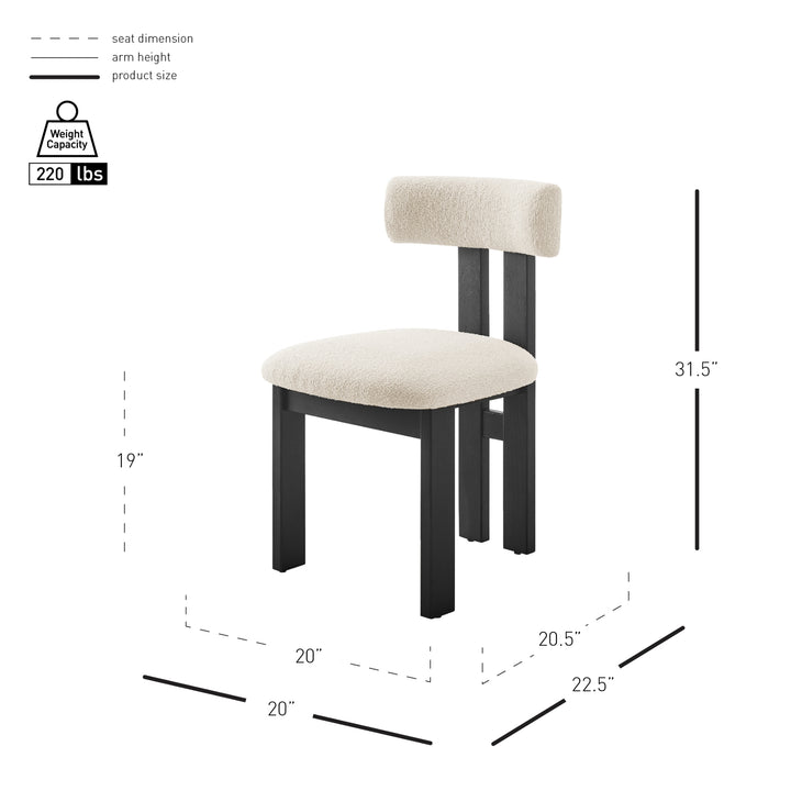 Hailey Boucle Dining Side Chair Black Frame - Palladian Beige - view 2