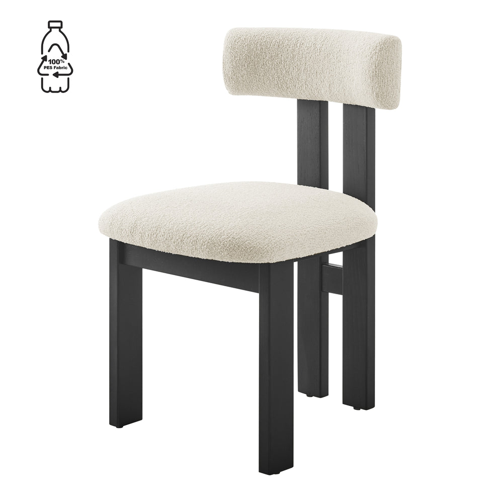 Hailey Boucle Dining Side Chair Black Frame - Palladian Beige