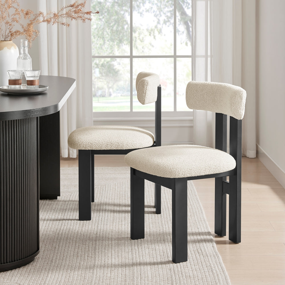 Hailey Boucle Dining Side Chair Black Frame - Palladian Beige - view 3