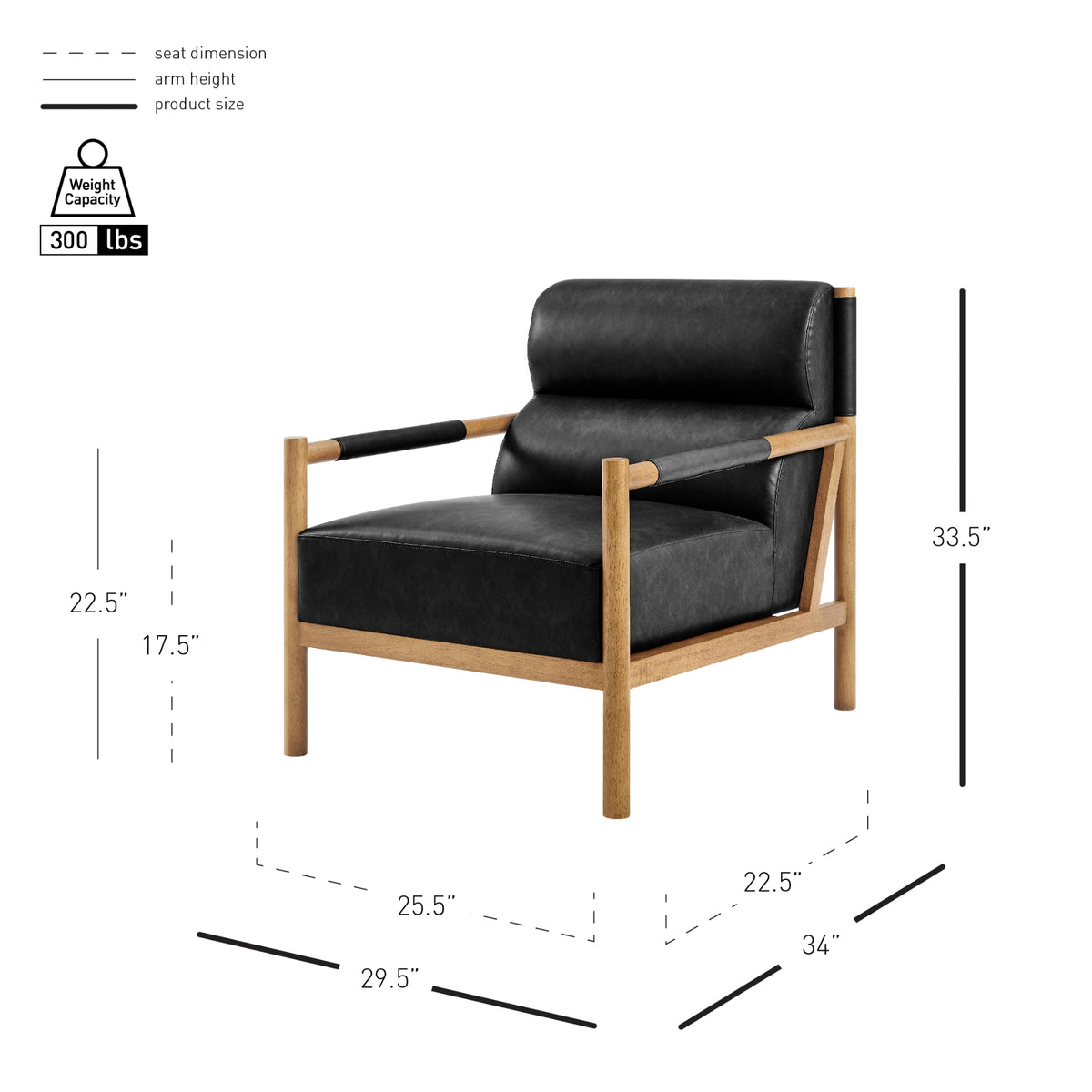 Olsen Faux Leather Accent Arm Chair - Casa Black - view 2