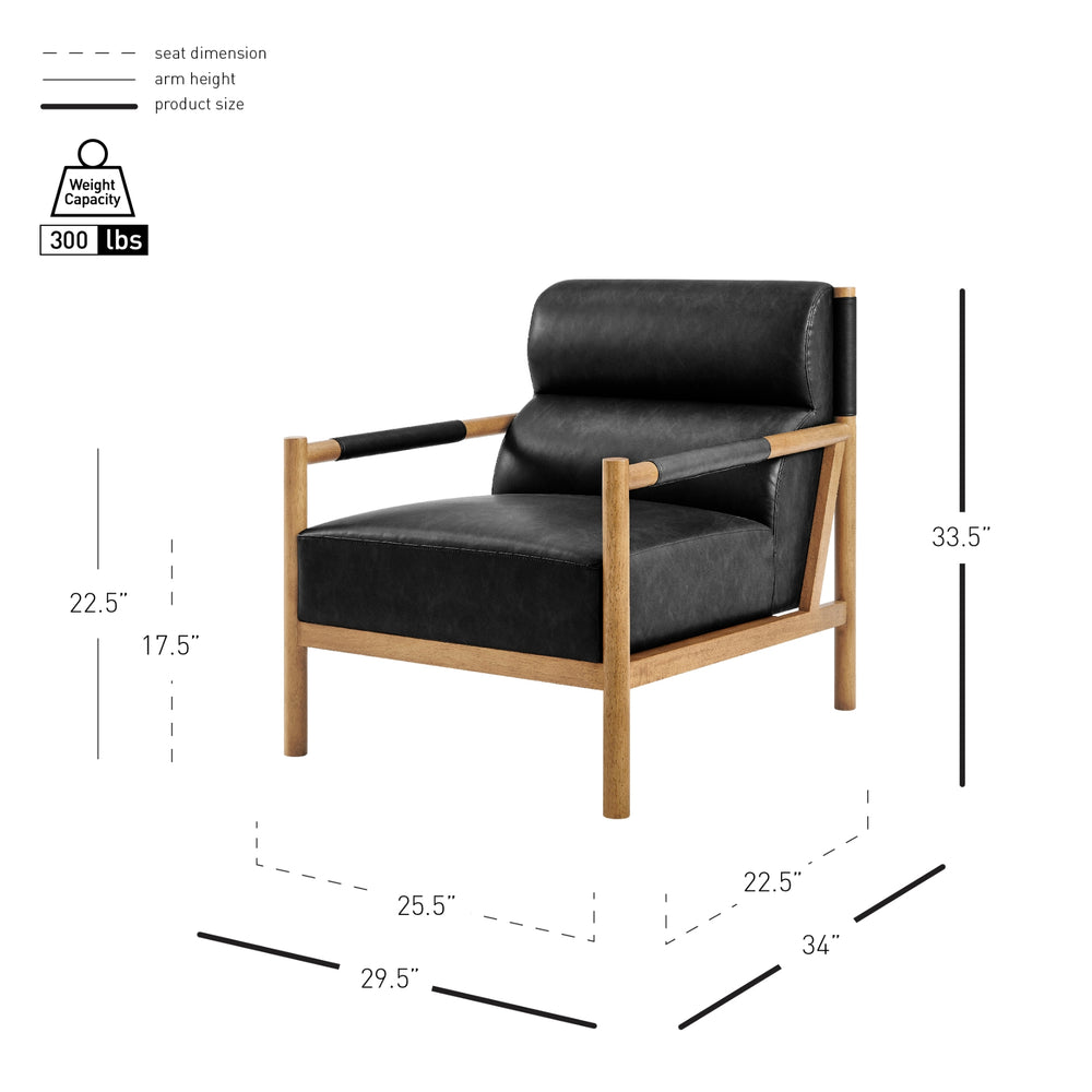 Olsen Faux Leather Accent Arm Chair - Casa Black - view 2