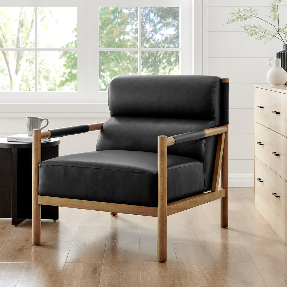 Olsen Faux Leather Accent Arm Chair - Casa Black - view 3