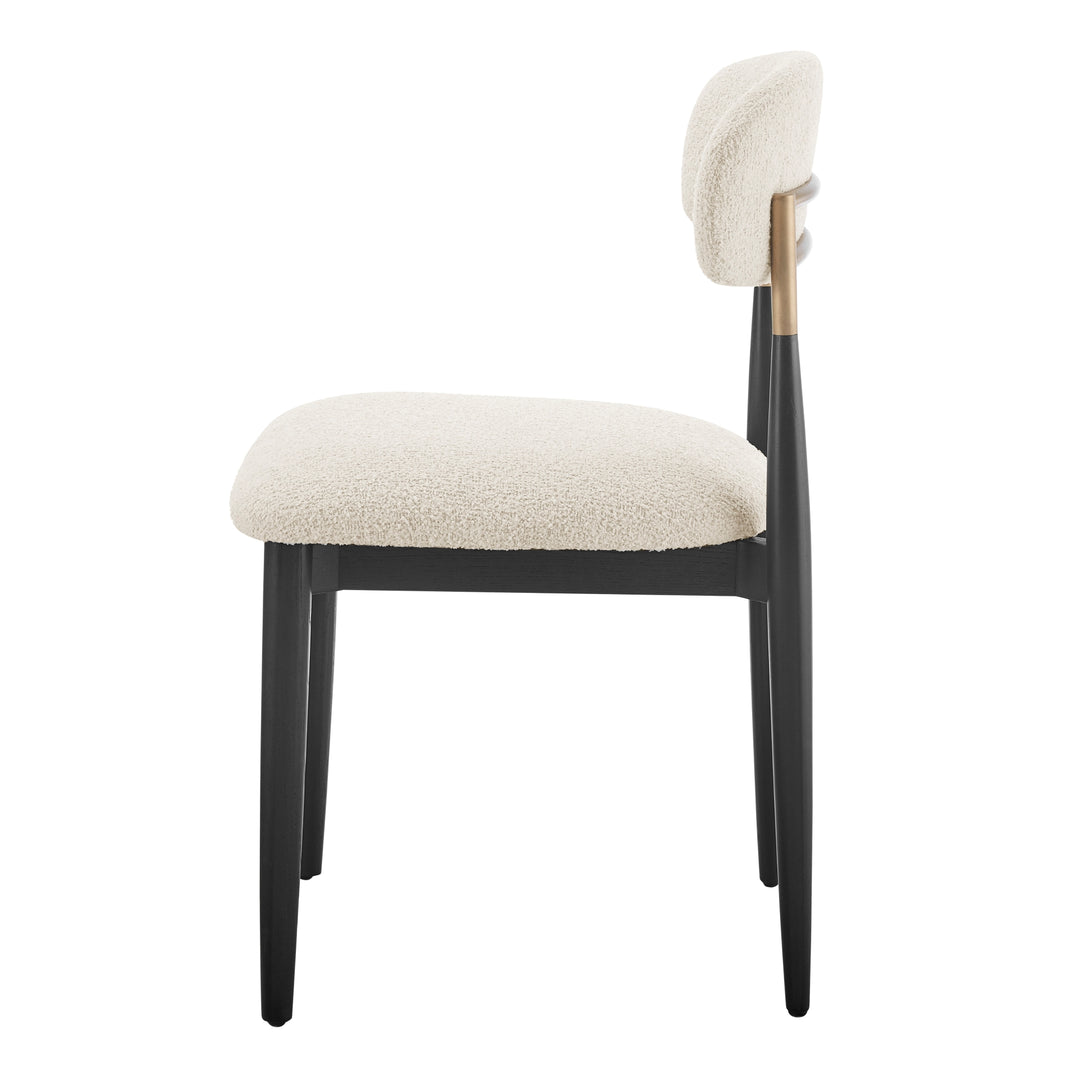 Verna Boucle Dining Side Chair Black Frame - Palladian Beige - view 5
