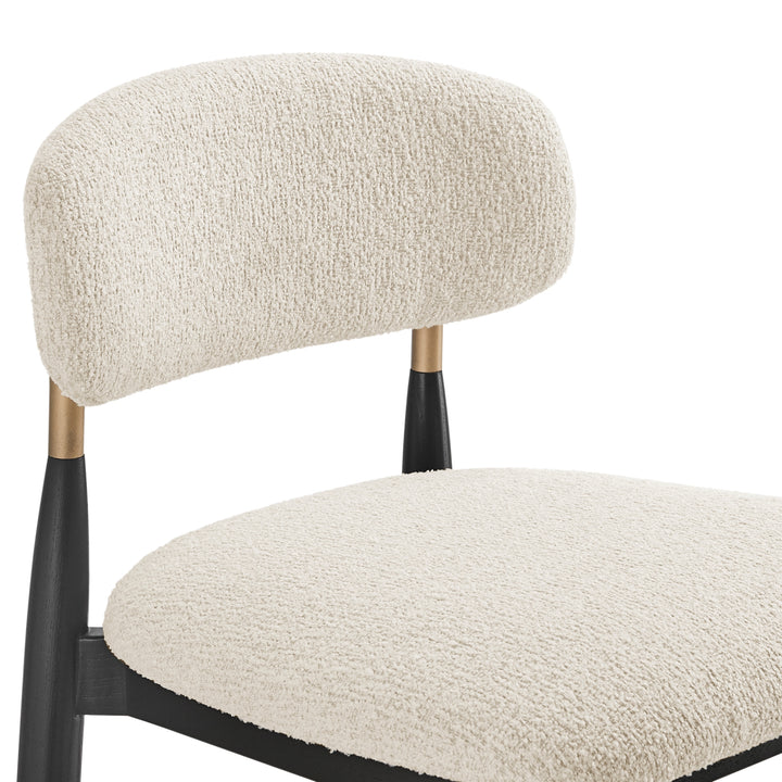 Verna Boucle Dining Side Chair Black Frame - Palladian Beige - view 9