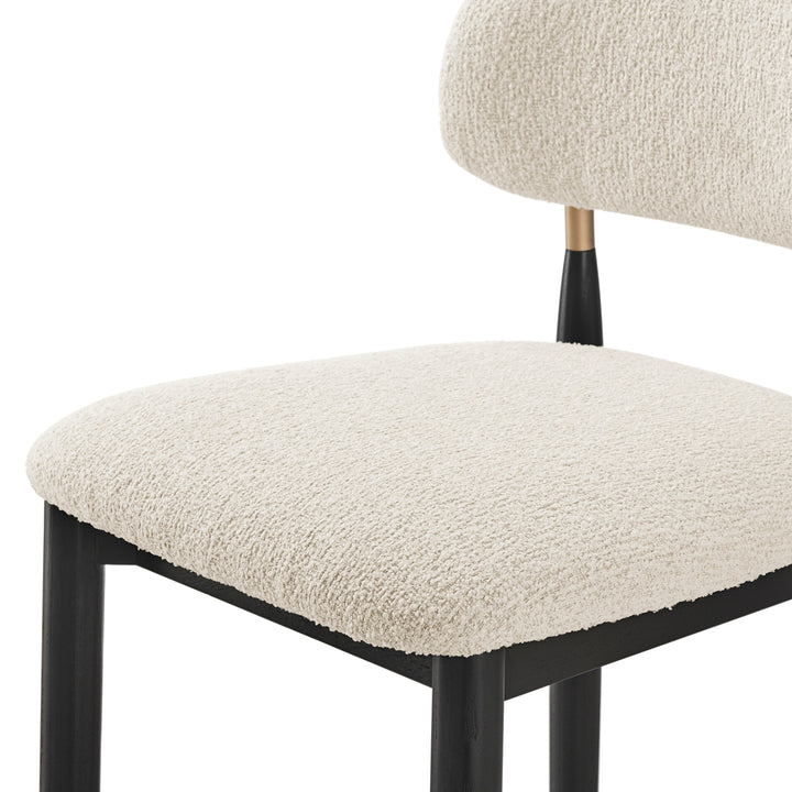 Verna Boucle Dining Side Chair Black Frame - Palladian Beige - view 10