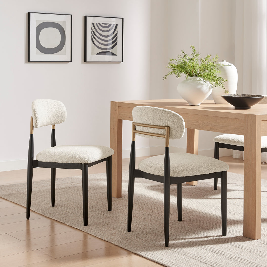 Verna Boucle Dining Side Chair Black Frame - Palladian Beige - view 3