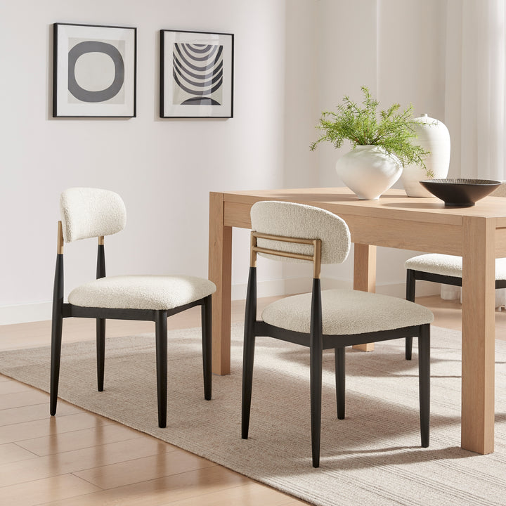 Verna Boucle Dining Side Chair Black Frame - Palladian Beige - view 3