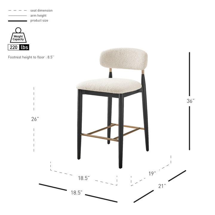 Verna Boucle Counter Stool Black Frame - Palladian Beige - view 2