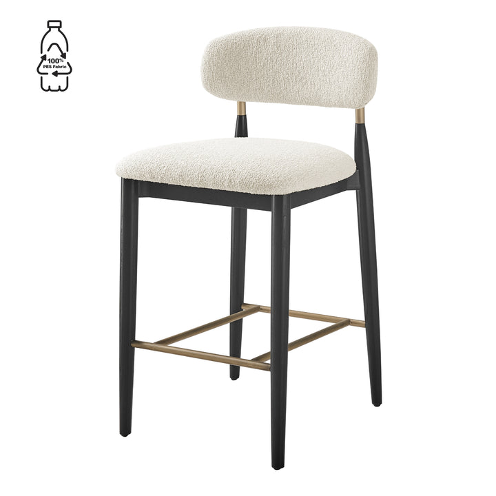 Verna Boucle Counter Stool Black Frame - Palladian Beige