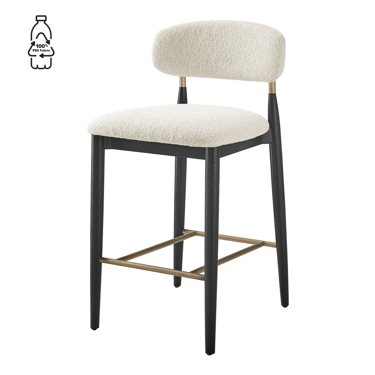 Verna Boucle Counter Stool Black Frame - Palladian Beige