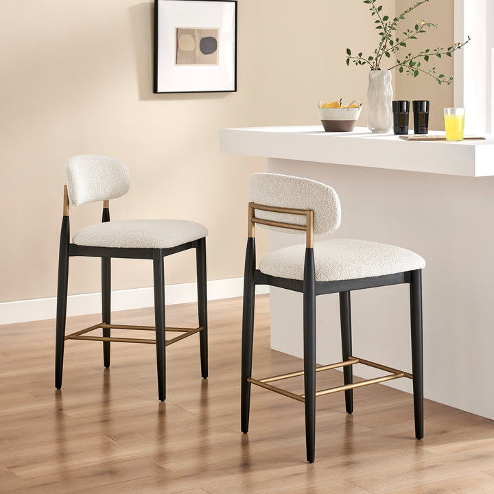 Verna Boucle Counter Stool Black Frame - Palladian Beige - view 3