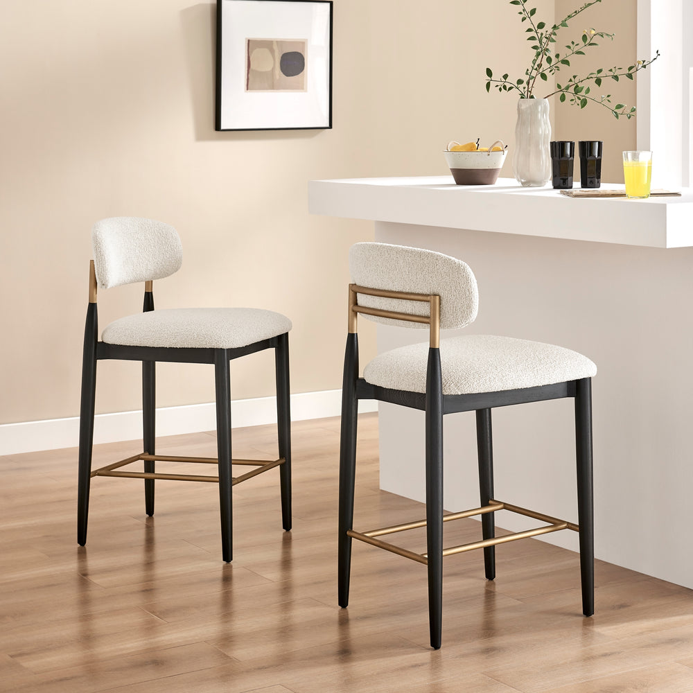 Verna Boucle Counter Stool Black Frame - Palladian Beige - view 3