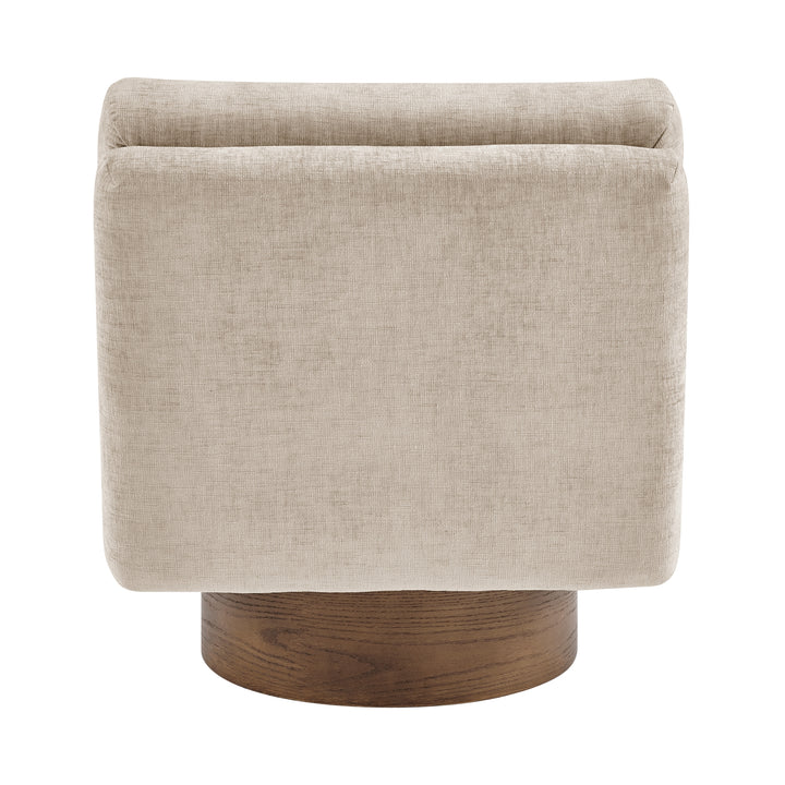 Zenda Chenille Swivel Accent Chair with Wooden Base - Millburry Beige - view 4