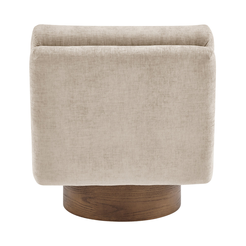 Zenda Chenille Swivel Accent Chair with Wooden Base - Millburry Beige - view 4