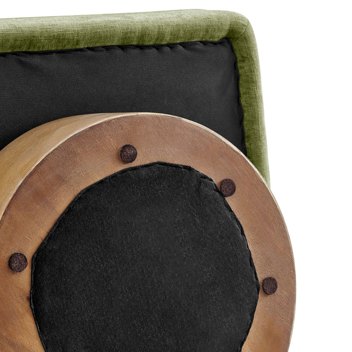 Zenda Chenille Swivel Accent Chair with Wooden Base - Millburry Green - view 11